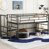 Loft Bed With Storage Stairs And Metal Frame - Furniture Home Direct