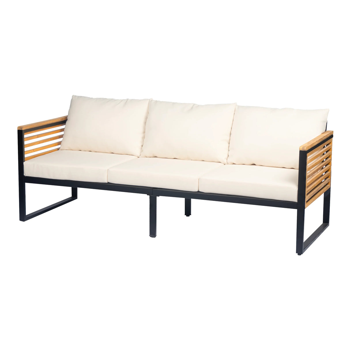 3-piece Outdoor Acacia Wood and Metal Patio Set - Furniture Home Direct