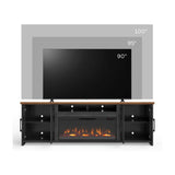 Essex - Fireplace TV Stand Console For TVs Up To 100" - Black, Whiskey - Furniture Home Direct