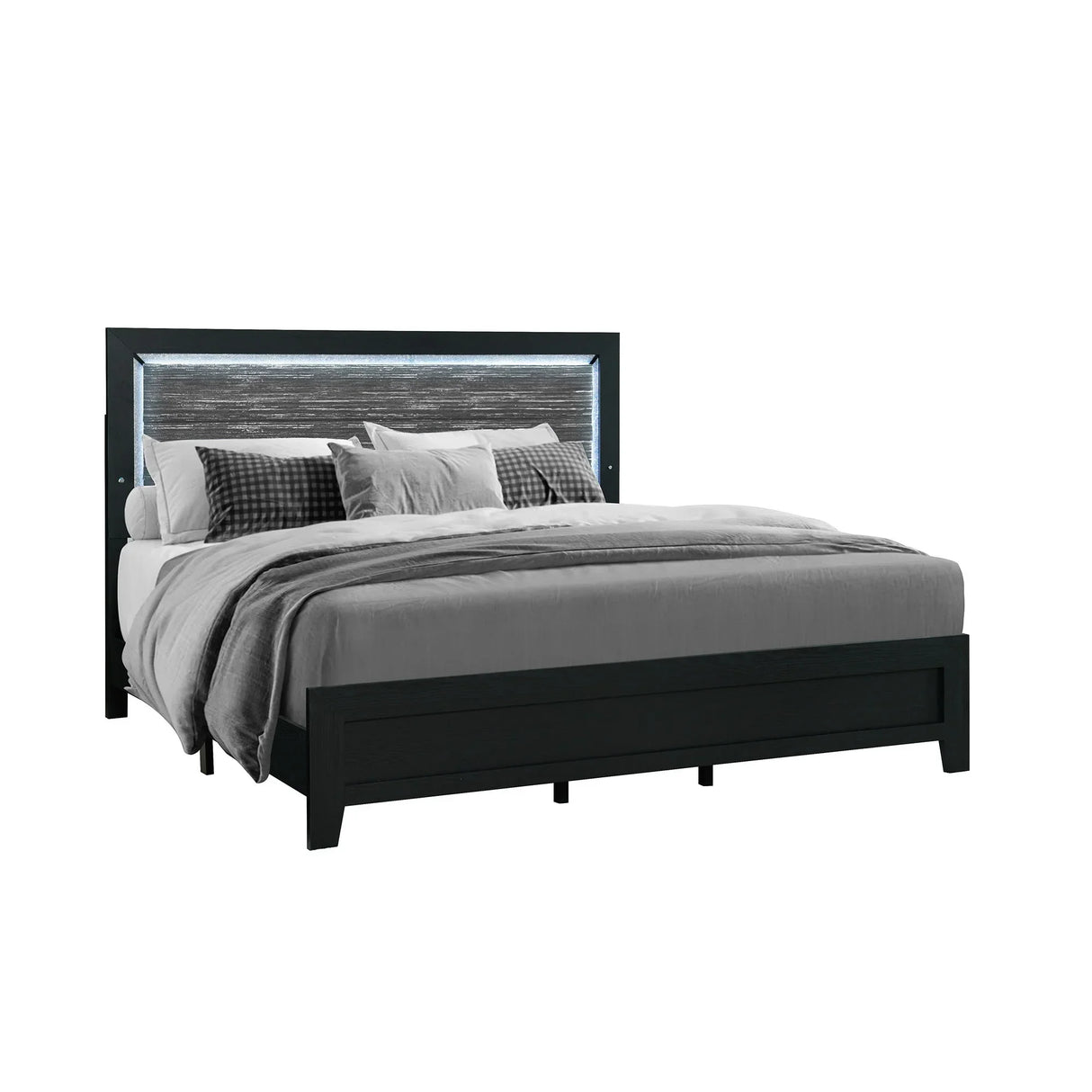 Carlos - Queen Bed With LED - Black - Furniture Home Direct