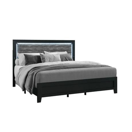Carlos - Queen Bed With LED - Black - Furniture Home Direct