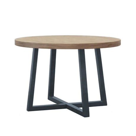 Round Dining Table With Wire Brushed Mindi Top And Mahogany Base - Wheat - Furniture Home Direct