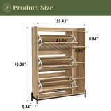Shoe Cabinet with 3 Flip Drawers & Open Shelves, Modern Entryway Shoe Storage Cabinet Slim, Narrow Hidden Shoe Rack for Heels, Boots, Slippers, Wood Freestanding Shoe Organizer for Entrance - Furniture Home Direct