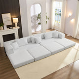 Modular L Shaped Floor Living Room Sofa Set With 6 Pillows - Furniture Home Direct