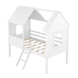 Low Loft Wooden House Bed With Two Side Windows - Furniture Home Direct