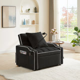 Convertible Velvet 3 In 1 Sofa Bed With Adjustable Sleeper Chair And Multi Pockets - Furniture Home Direct