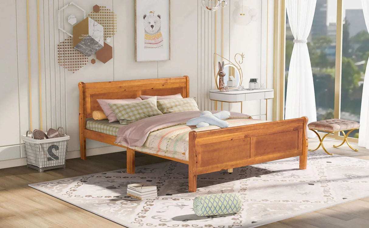 Platform Bed Frame Mattress Foundation Sleigh Bed With Headboard / Footboard / Wood Slat Suppor - Furniture Home Direct
