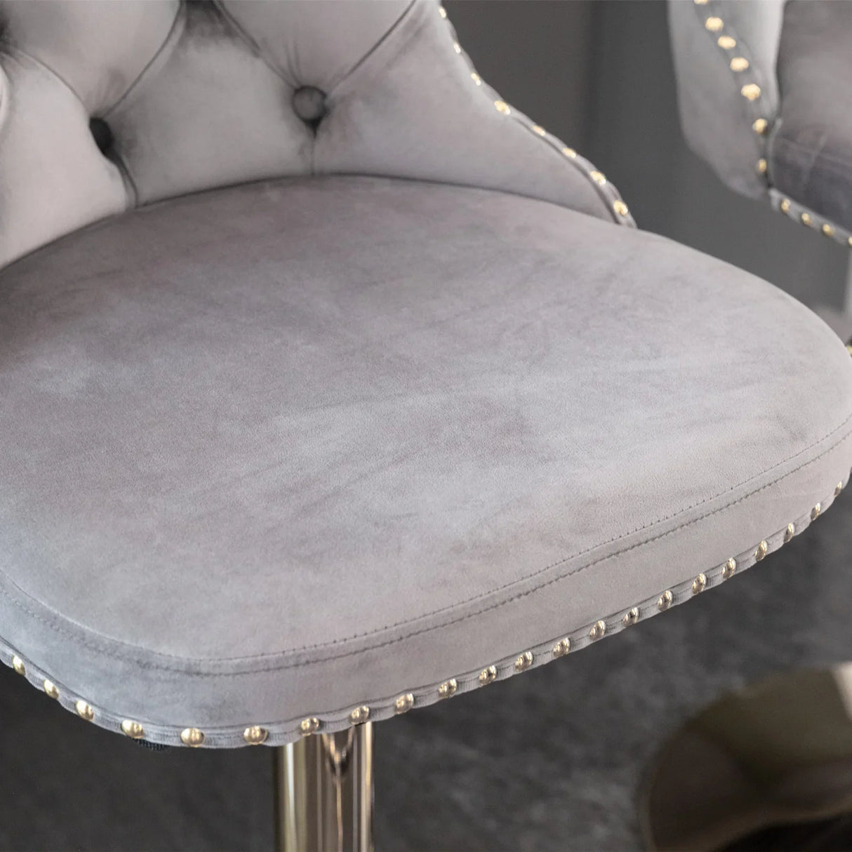 Bar Stools Velvet Upholstered Swivel Backed Set Of 2 Gray - Furniture Home Direct