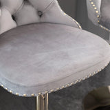 Bar Stools Velvet Upholstered Swivel Backed Set Of 2 Gray - Furniture Home Direct