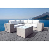 Outdoor Wicker Sectional With Weather Resistant Cushions And Table - Furniture Home Direct