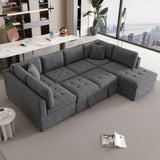 Oversized Sectional Sofa U-Shaped Sofa Couch Pull-Out Sofa Bed With Two Throw Pillows For Living Room - Furniture Home Direct