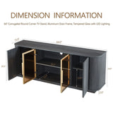 Modern 64" Wavy TV Cabinet With LED Lights - Black - Furniture Home Direct