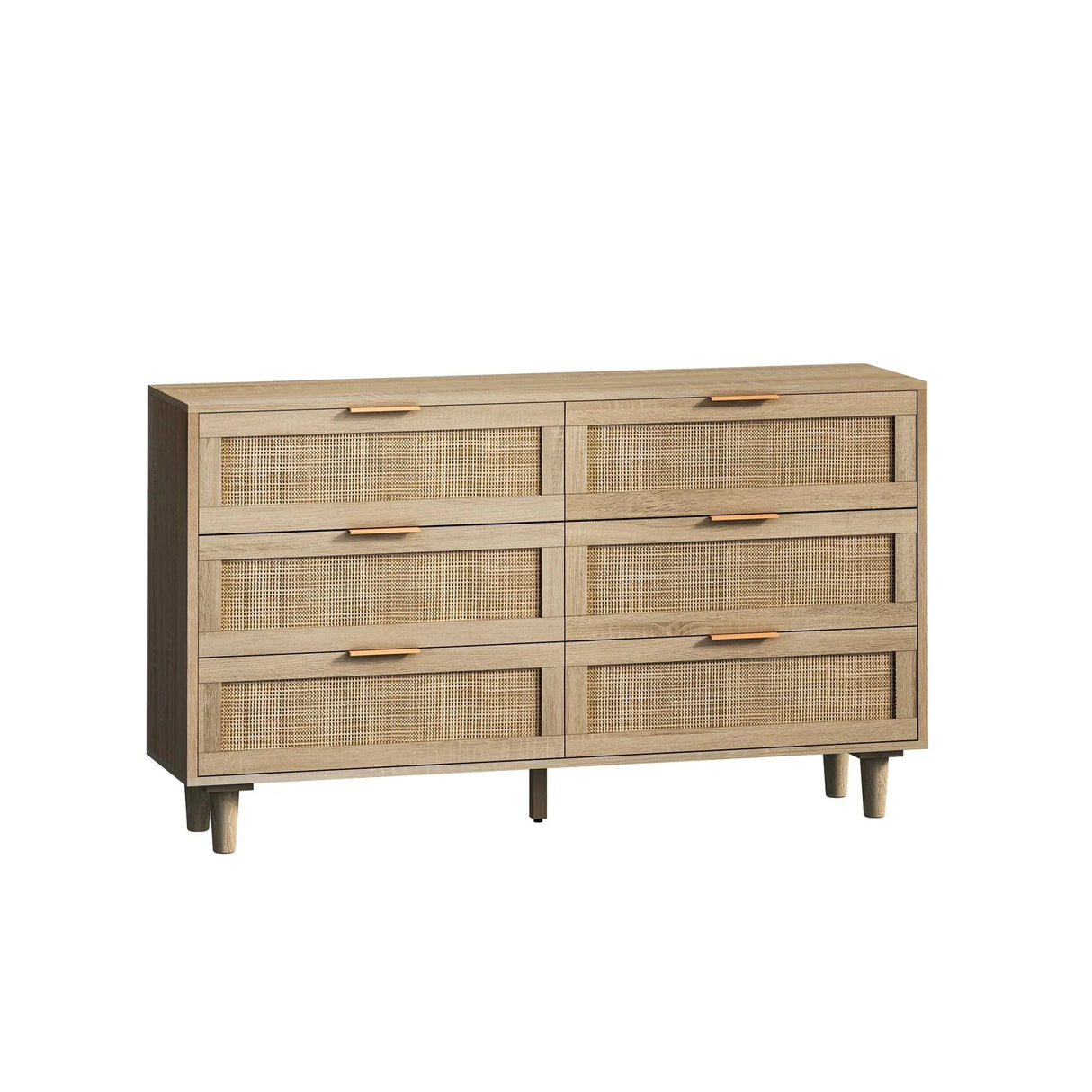 Rattan Storage Cabinet With 6 Drawers For Bedroom And Living Room - Natural - Furniture Home Direct