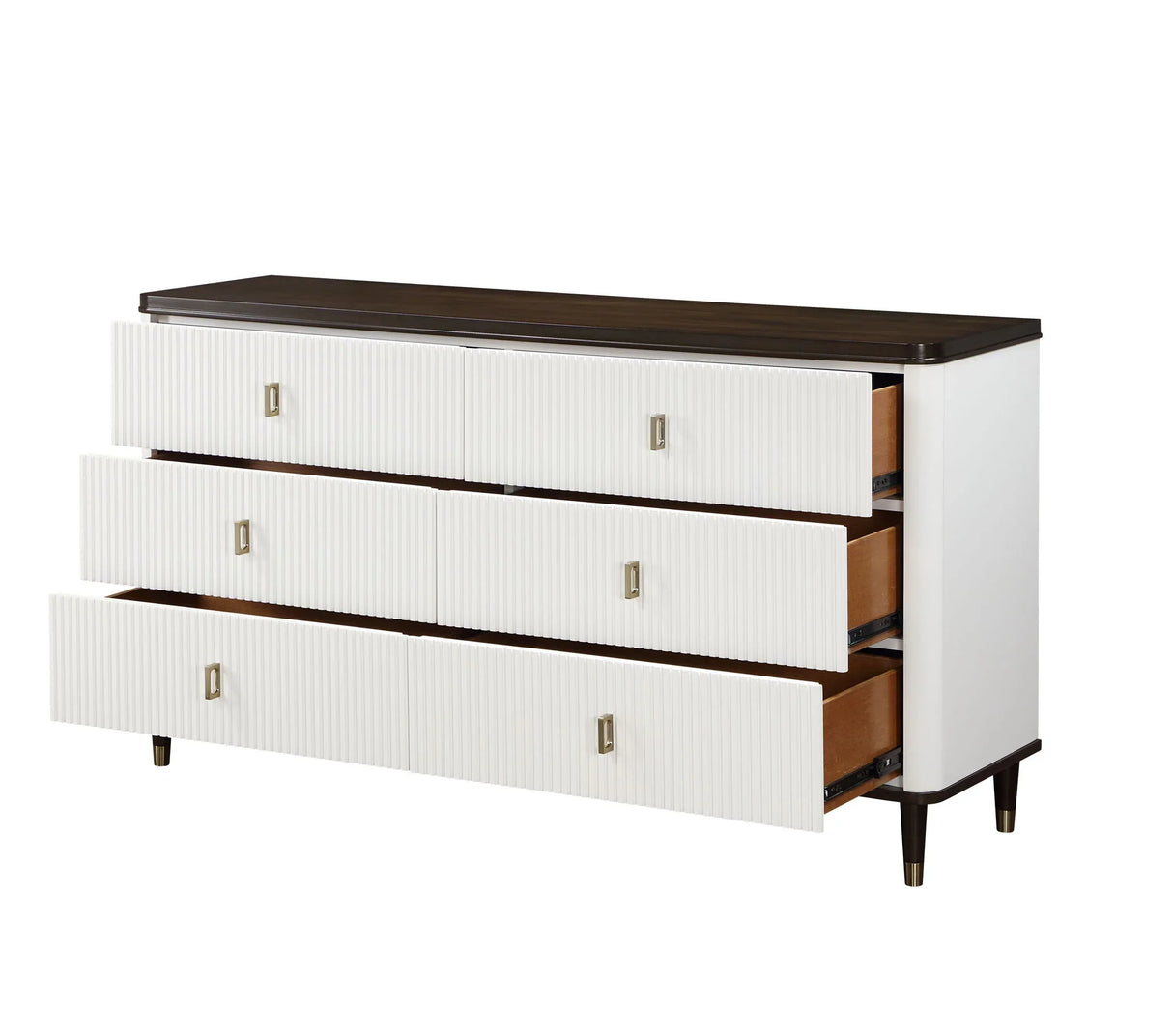 Carena - Dresser With Jewerly Tray - White / Walnut - Furniture Home Direct