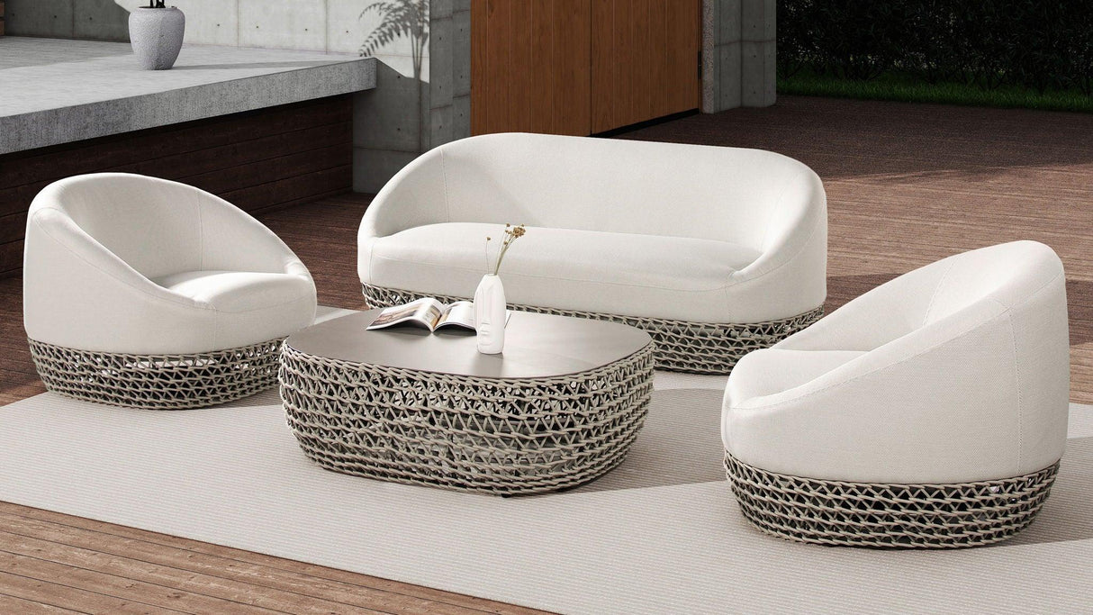 Willow - Oval Woven Patio Coffee Table, Wicker Frame - Furniture Home Direct