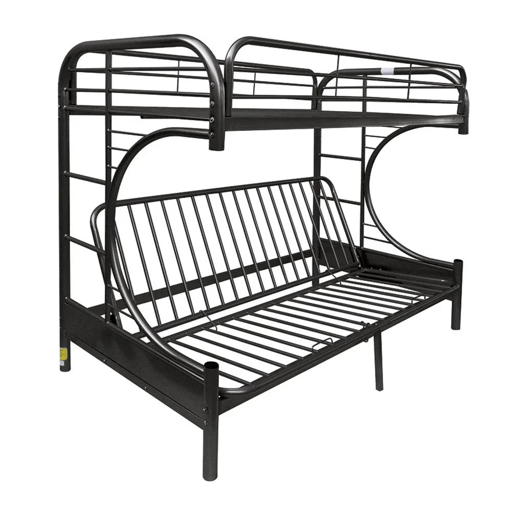 Eclipse - Twin Long Queen Futon Bunk Bed - Black - Furniture Home Direct