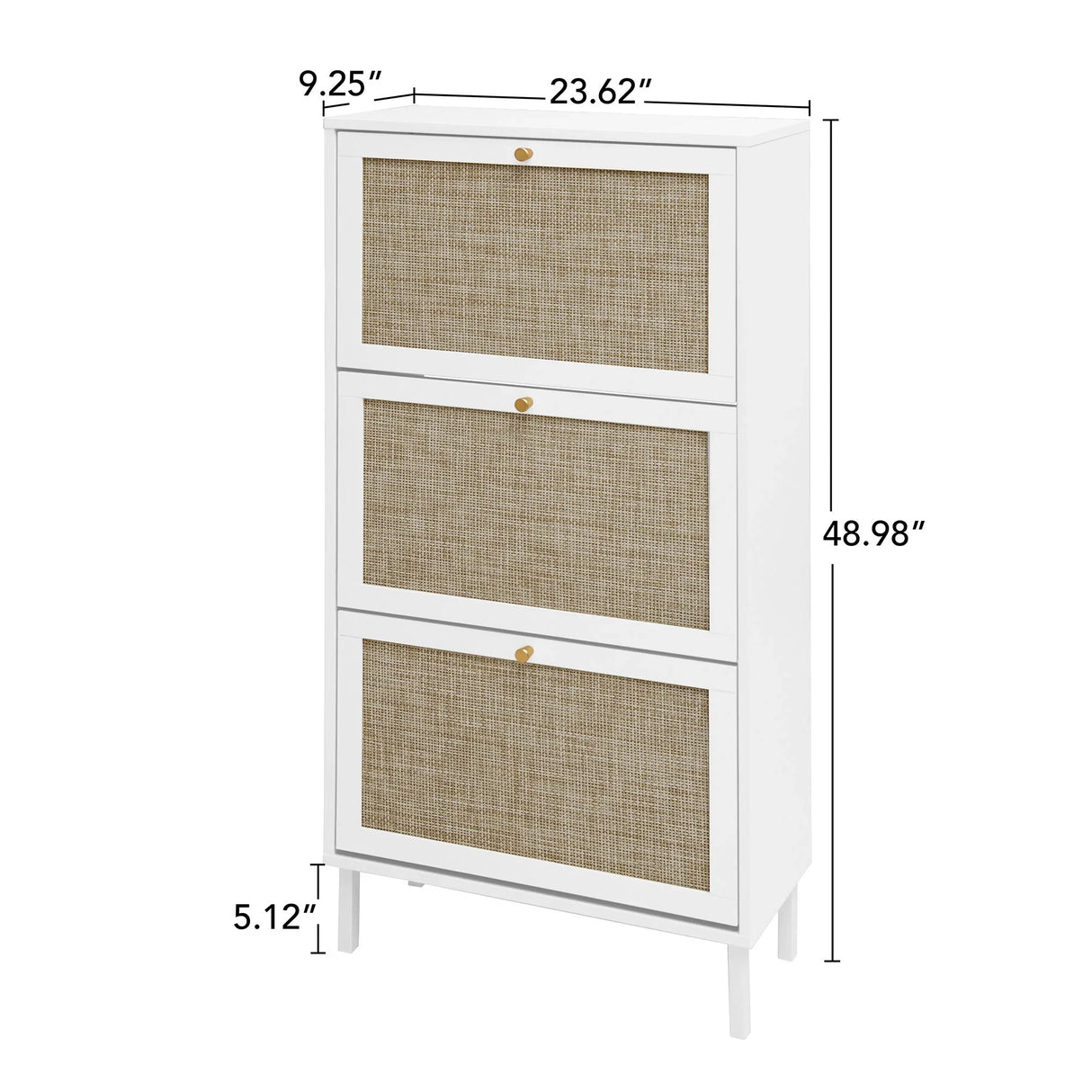 Modern Rattan 3 Door Shoe Rack Cabinet For Entryway - Furniture Home Direct