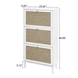 Modern Rattan 3 Door Shoe Rack Cabinet For Entryway - Furniture Home Direct