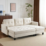 Sleeper Sectional Chenille L Shaped With Chaise Beige - Furniture Home Direct