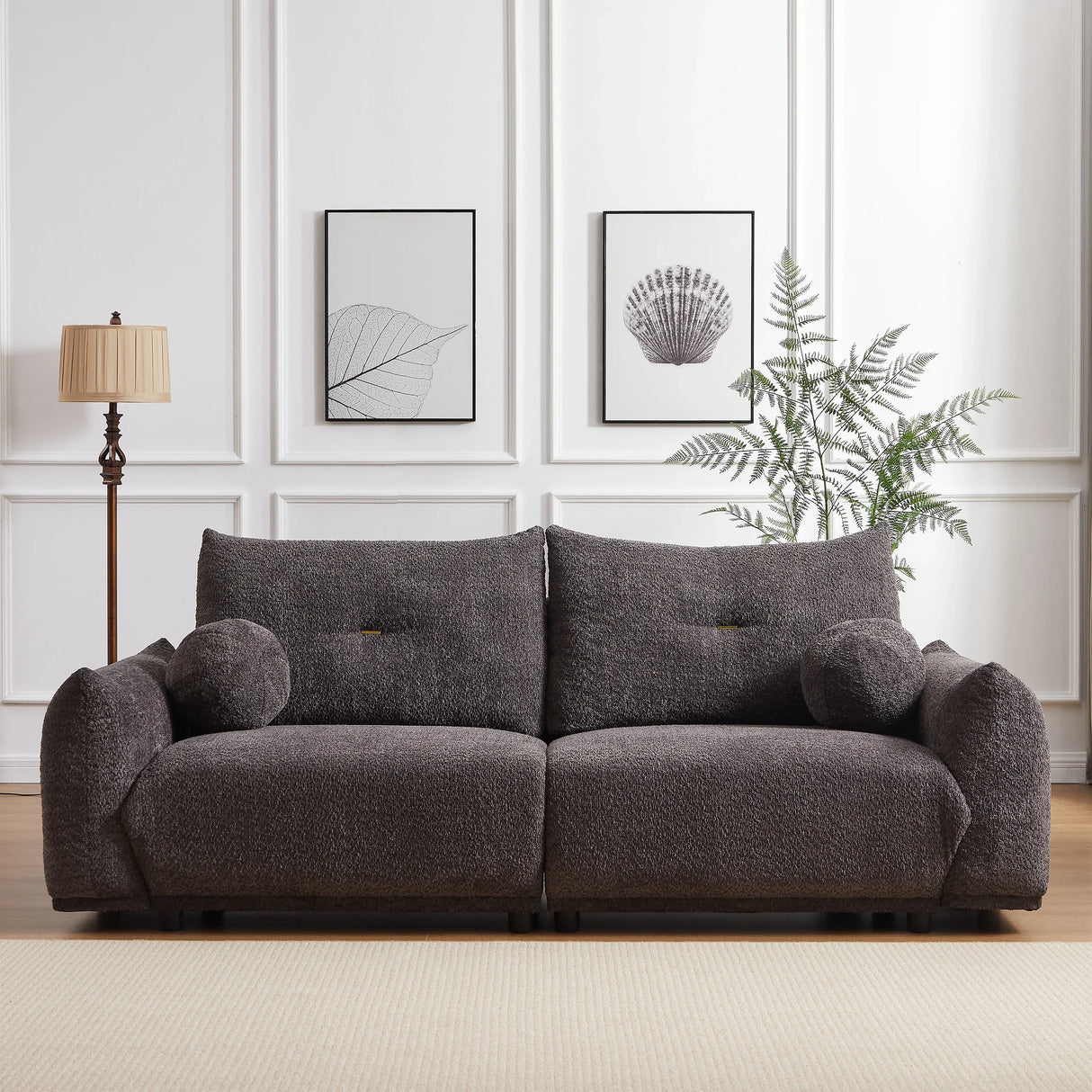 2 Piece Living Room Set with Throw Pillows - Gray - Furniture Home Direct