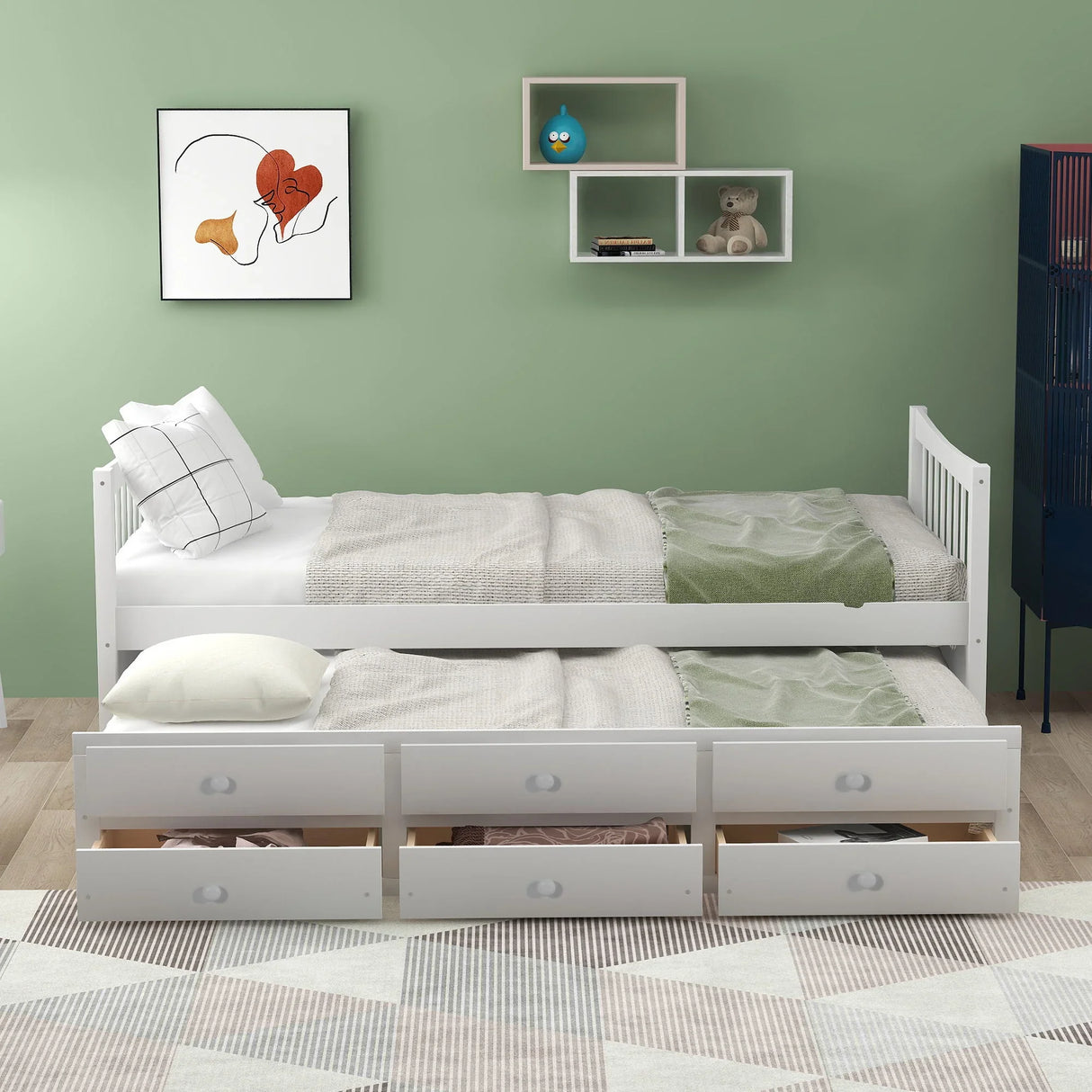 Twin Size Daybed With Trundle And Drawers - Furniture Home Direct