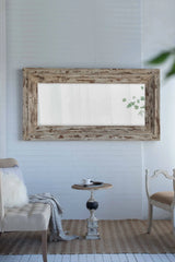 Full Length Rectangle Floor Mirror With Distressed Wood Frame - Brown - Furniture Home Direct