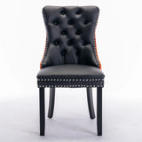 Nikki - Modern, High-End Tufted Solid Wood Contemporary PU And Velvet Upholstered Dining Chair With Wood Legs Nailhead Trim (Set of 2) - Furniture Home Direct
