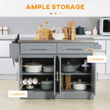 Homcom - Rolling Kitchen Island With Storage, Portable Kitchen Cart With Stainless Steel Top, 2 Drawers, Spice, Knife And Towel Rack And Cabinets - Furniture Home Direct