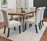 Dining Set Rubberwood Table With Upholstered Chairs Brown - Furniture Home Direct