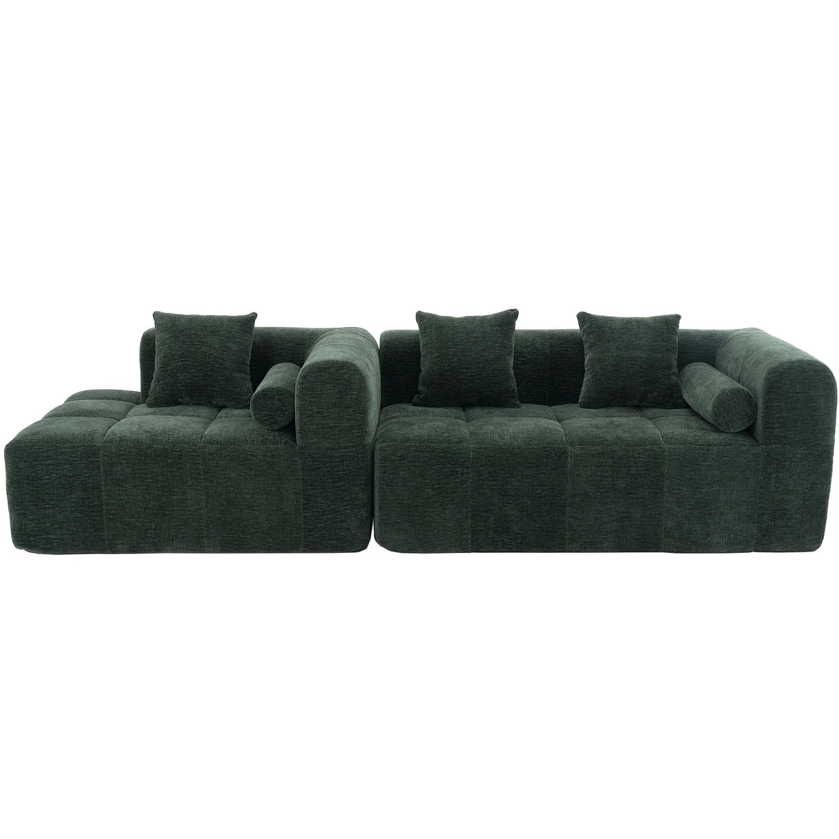Sectional Sofa Modular Tufted Chenille Upholstery Green - Furniture Home Direct