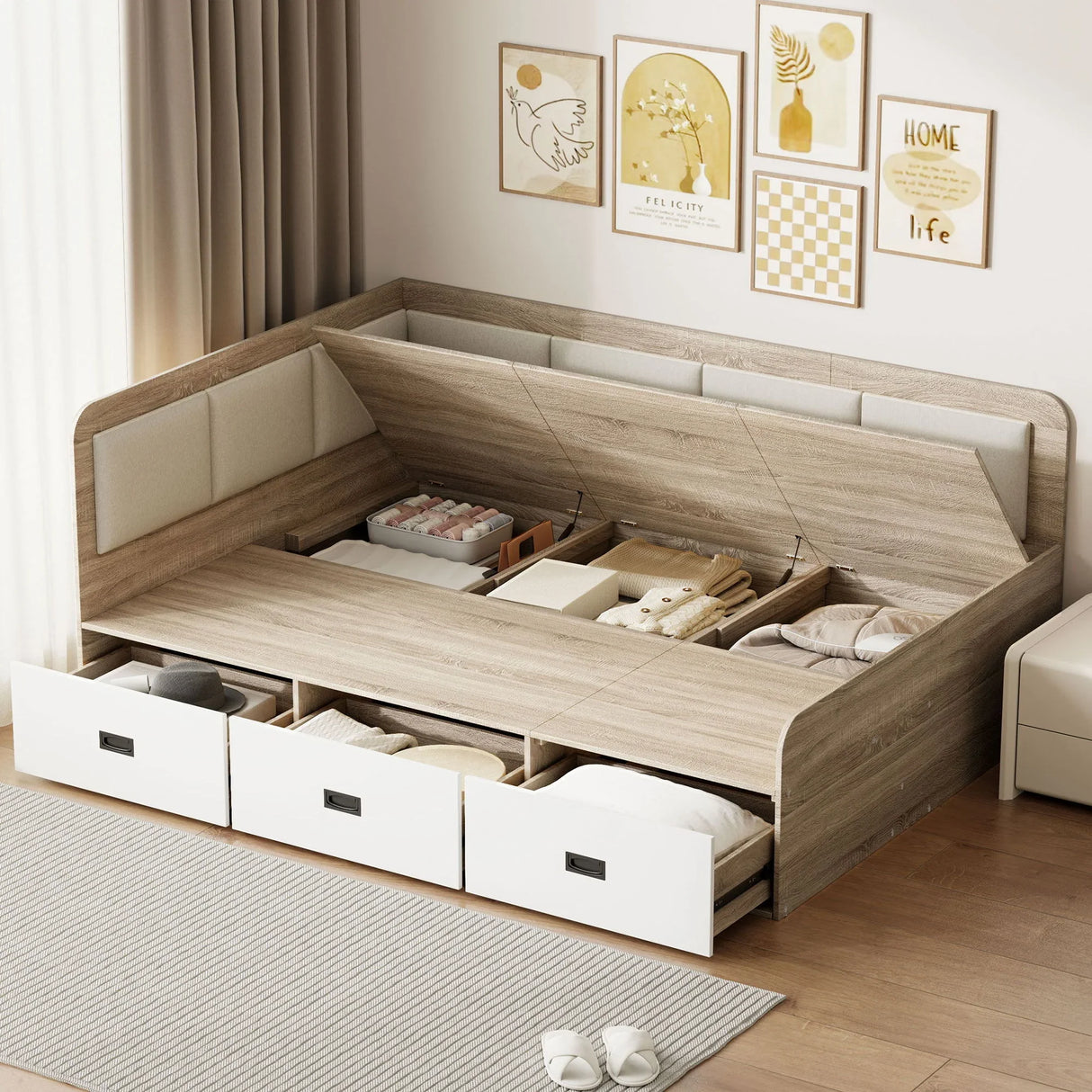 Daybed With 3 Drawers And 3 Storage Compartments - Furniture Home Direct