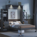Murphy Wall Bed With Shelves, Drawers And LED Lights - Furniture Home Direct