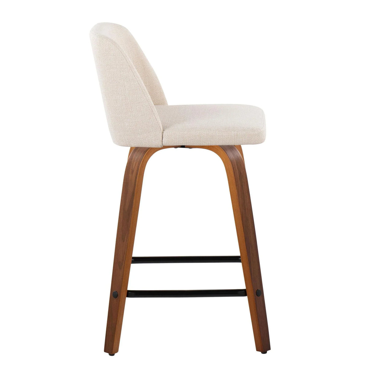 Toriano - Mid Century Modern Fixed Height Counter Stool With Swivel & Square Footrest (Set of 2) - Furniture Home Direct