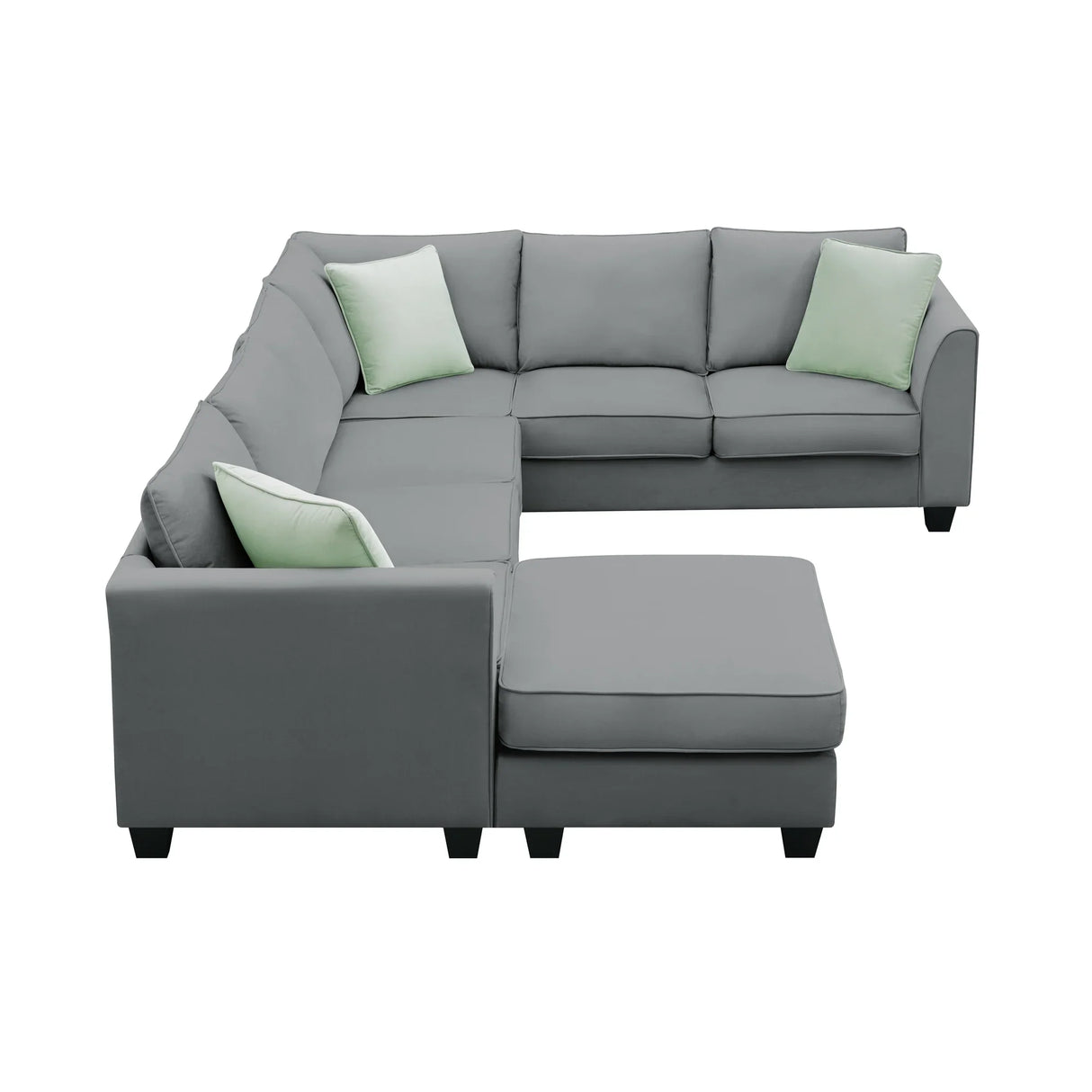 Sectional Sofa Modern Fabric Modular With Ottoman Grey - Furniture Home Direct