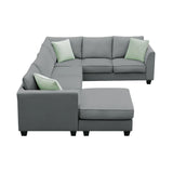 Sectional Sofa Modern Fabric Modular With Ottoman Grey - Furniture Home Direct