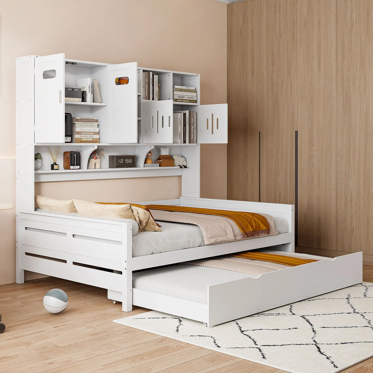 Daybed With All-In-One Cabinet And Shelf - Furniture Home Direct