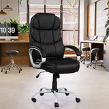 Upholstered Office Chair, Adjustable Height Swivel Chair - Black - Furniture Home Direct
