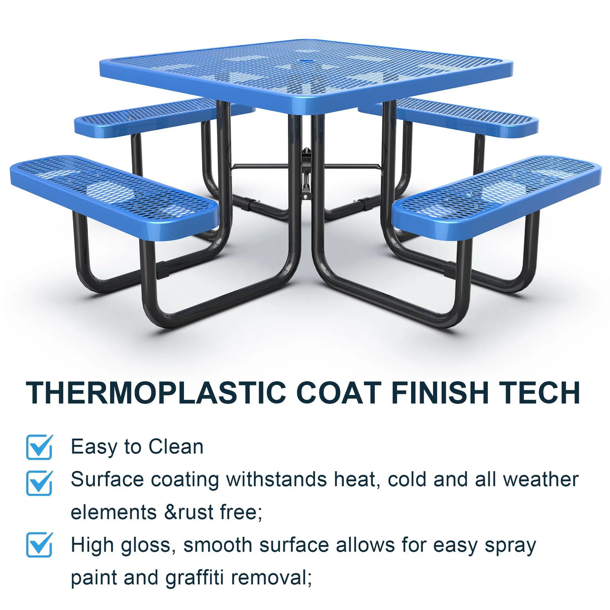 Square Outdoor Picnic Table With Umbrella Pole - Furniture Home Direct