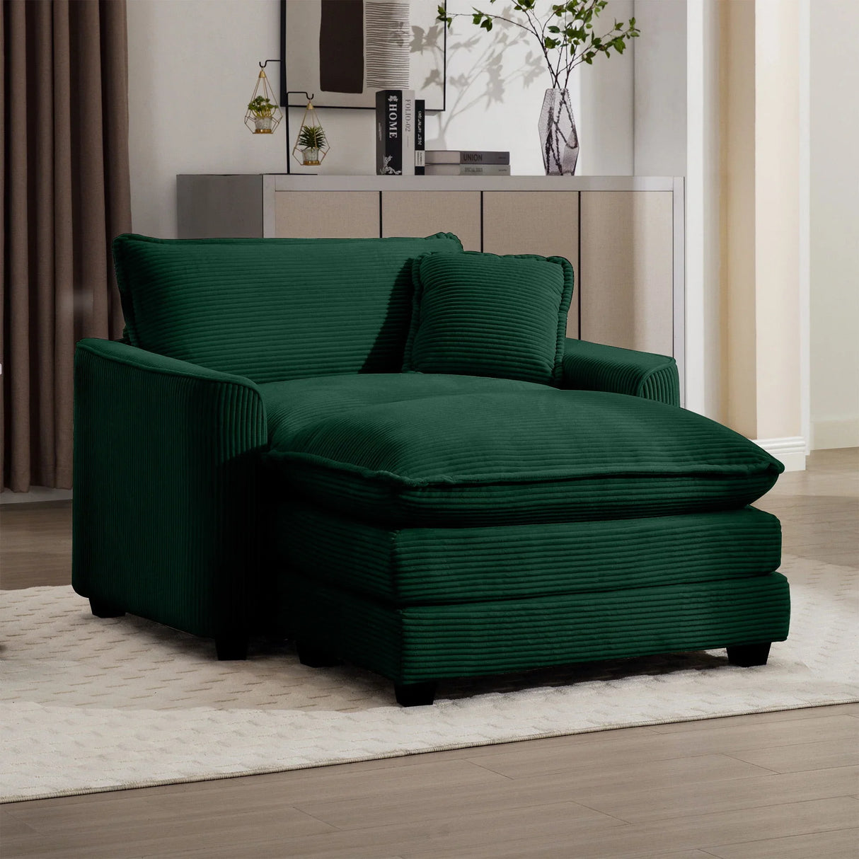 Classic Modern Comfortable Single Chair Deep Seat Sofa With Footstool - Furniture Home Direct