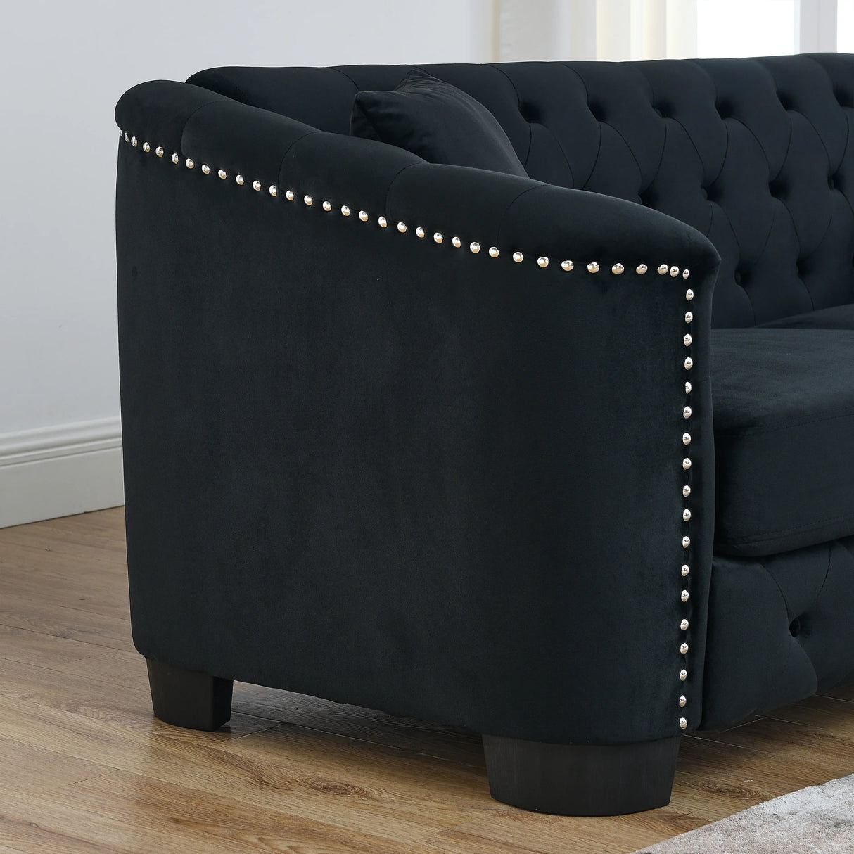 Sofa And Loveseat - Velvet Black - Furniture Home Direct