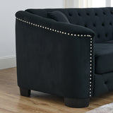 Sofa And Loveseat - Velvet Black - Furniture Home Direct
