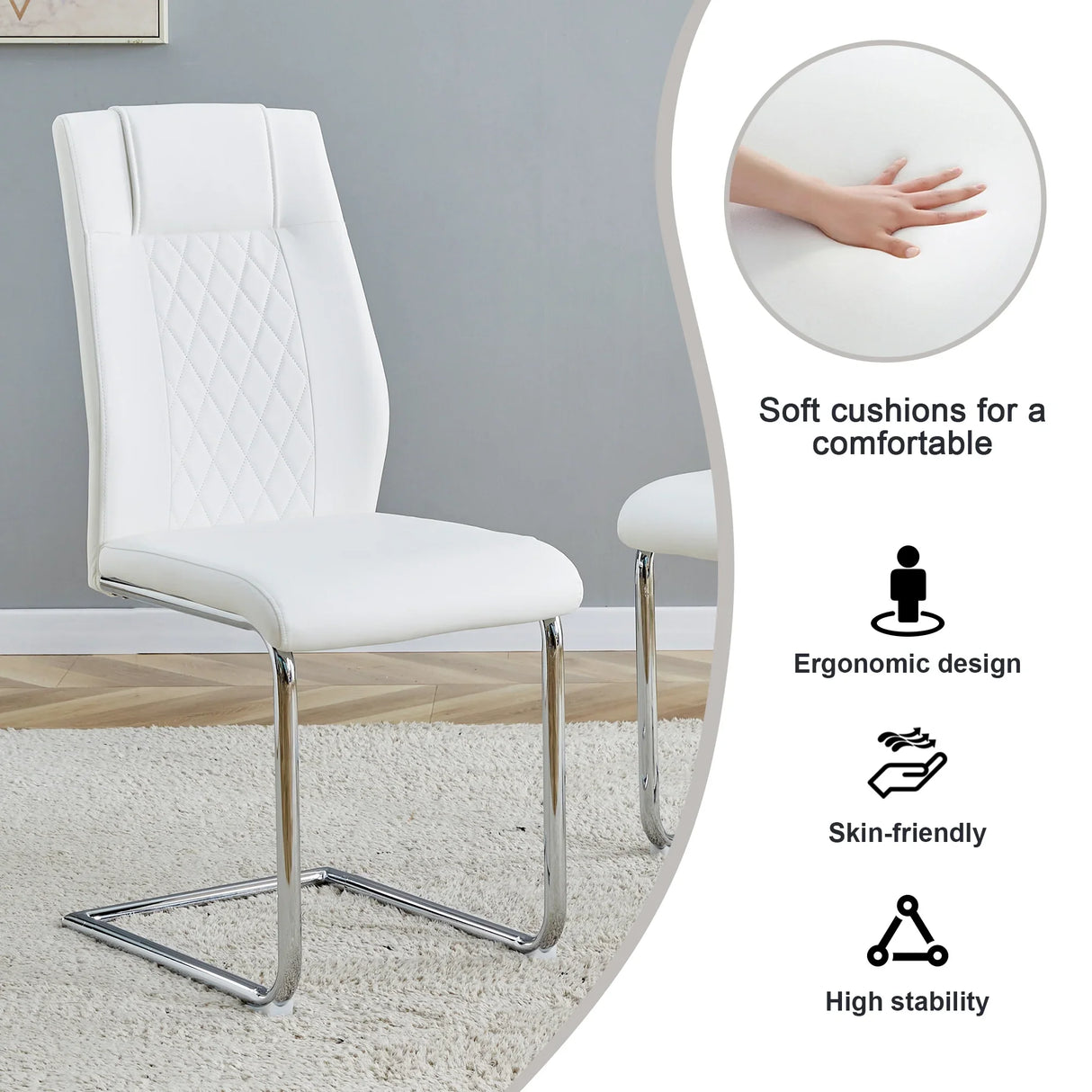 Dining Set 7 Piece Marble Top Table And Chairs White - Furniture Home Direct