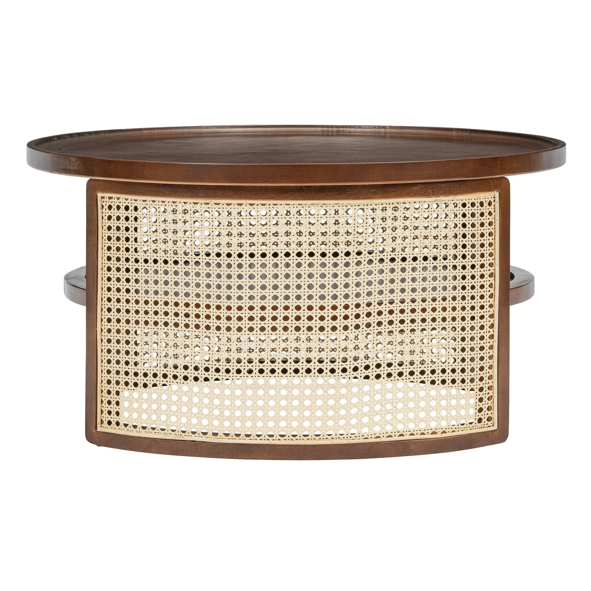 2-Tiered Round Walnut Wood Coffee Table - Furniture Home Direct
