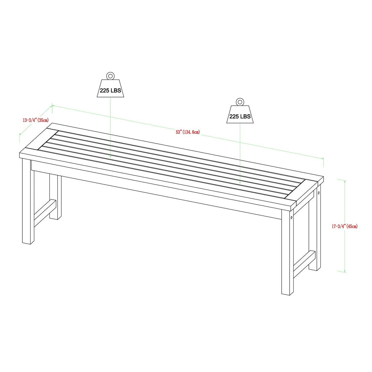 Modern Slat Top Solid Wood Patio Bench - Furniture Home Direct