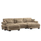 Modern Sectional Sofa With Ottoman, Round Bolster Armrests, Waist And Throw Pillows - Furniture Home Direct