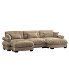 Modern Sectional Sofa With Ottoman, Round Bolster Armrests, Waist And Throw Pillows - Furniture Home Direct