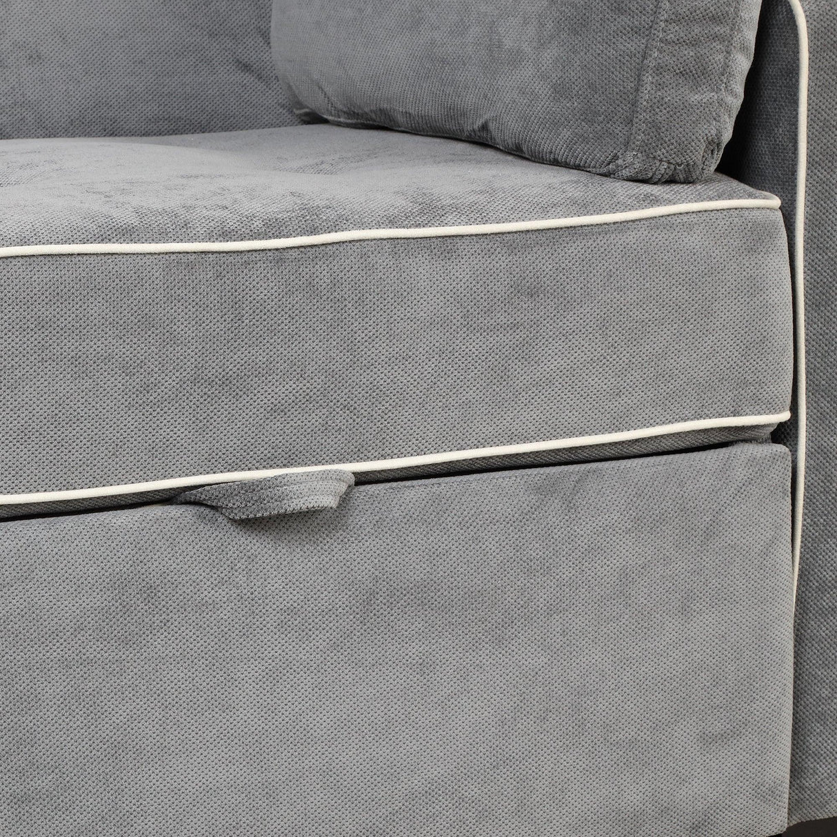 Upholstered Loveseat with Pull Out Sofa, Two Throw Pillows, Dual USB Charging Port And Adjustable Backrest - Gray - Furniture Home Direct