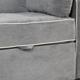 Upholstered Loveseat with Pull Out Sofa, Two Throw Pillows, Dual USB Charging Port And Adjustable Backrest - Gray - Furniture Home Direct