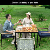 5 Piece Patio Dining Table Set, Acacia Wood Table Top With Umbrella Hole - Furniture Home Direct