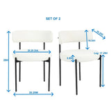 Dining Set Round With Boucle Chairs Modern Compact White - Furniture Home Direct